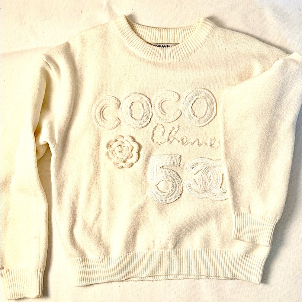 Coco Chanel white wool sweater